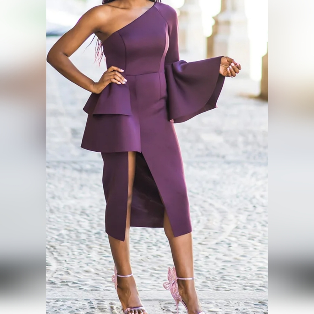 Asos peplum plum dress